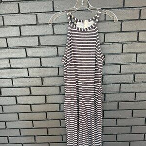 Striped Cropped Wide Leg Sleeveless Jumpsuit – Size Medium